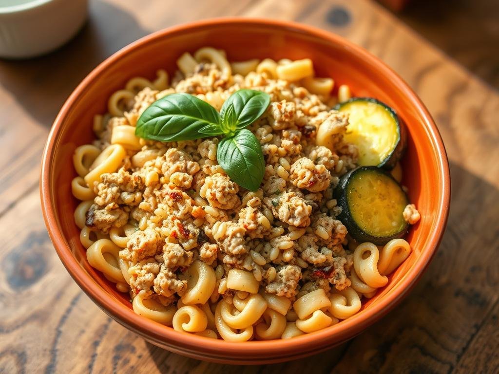 Ground Chicken and Zucchini Orzo Bowls