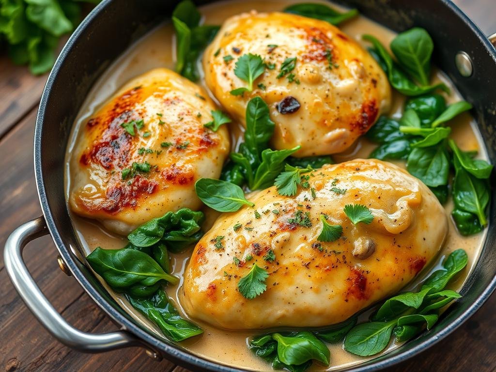 Creamy Garlic Skillet Chicken with Spinach