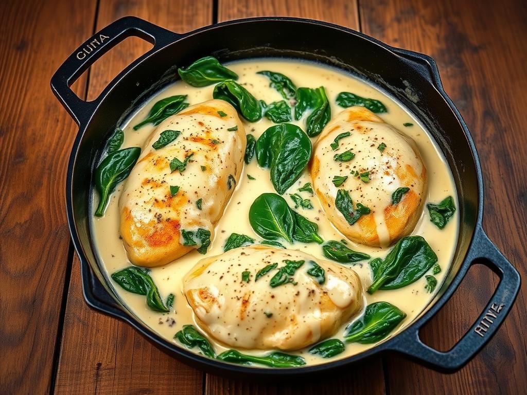 Creamy Garlic Skillet Chicken with Spinach