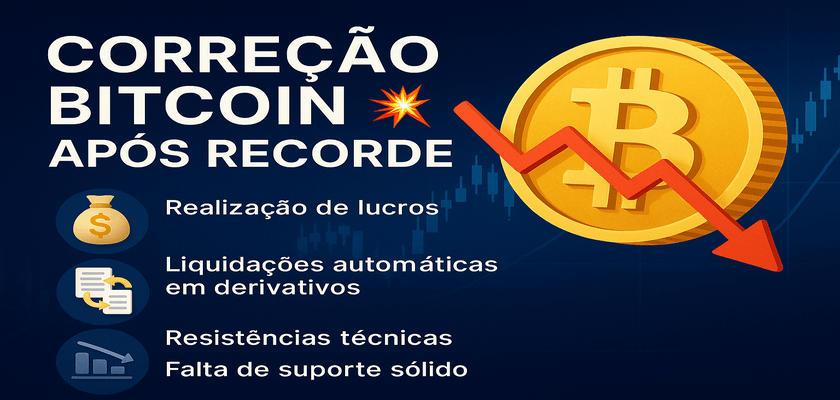 Correção Bitcoin após recorde: entenda os motivos da queda e os níveis de suporte em 2025